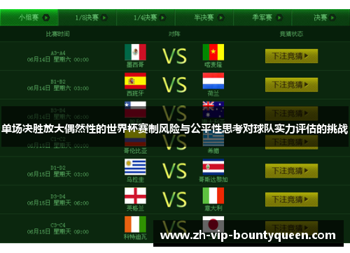 单场决胜放大偶然性的世界杯赛制风险与公平性思考对球队实力评估的挑战